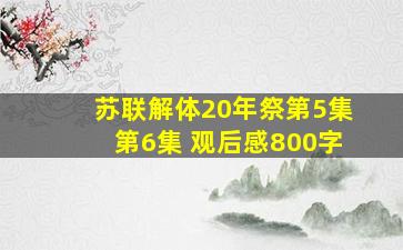 苏联解体20年祭第5集第6集 观后感800字